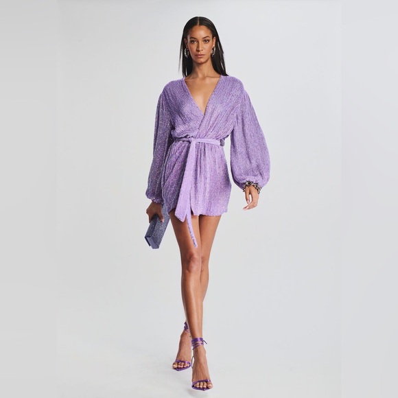 Retrofete GABRIELLE SEQUIN ROBE Iridescent Lavender Small NWT - Picture 11 of 11